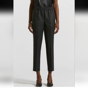 Peserico x Loro Piana Wool Blend Trousers - Elastic Waist Gray Melange - Size 10